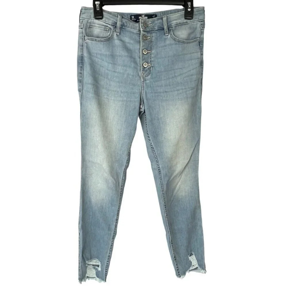 Hollister Jeans Women’s High Rise Crop Skinny Distressed 5R Denim Pants Stretch